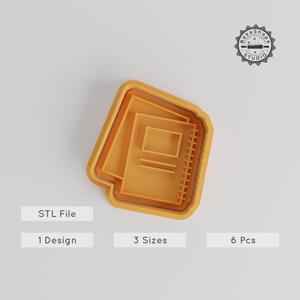 Notebooks Cookie Cutter & Stamp, School Books Fondant Cutter Set, 6 Piece Educational Design, 3 Sizes S/M/L