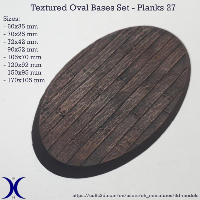 Oval Bases Set – Planks 27 Texture (60–170MM) | Perfect For Tabletop Wargames & RPG's