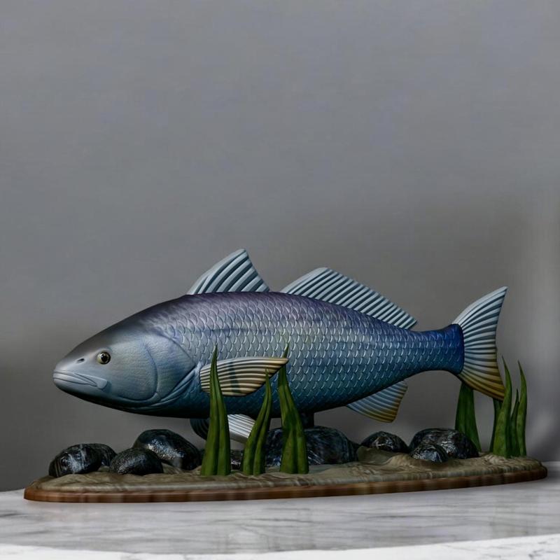 fish corvina / cilus gilberti statue underwater detailed texture for 3d printing
