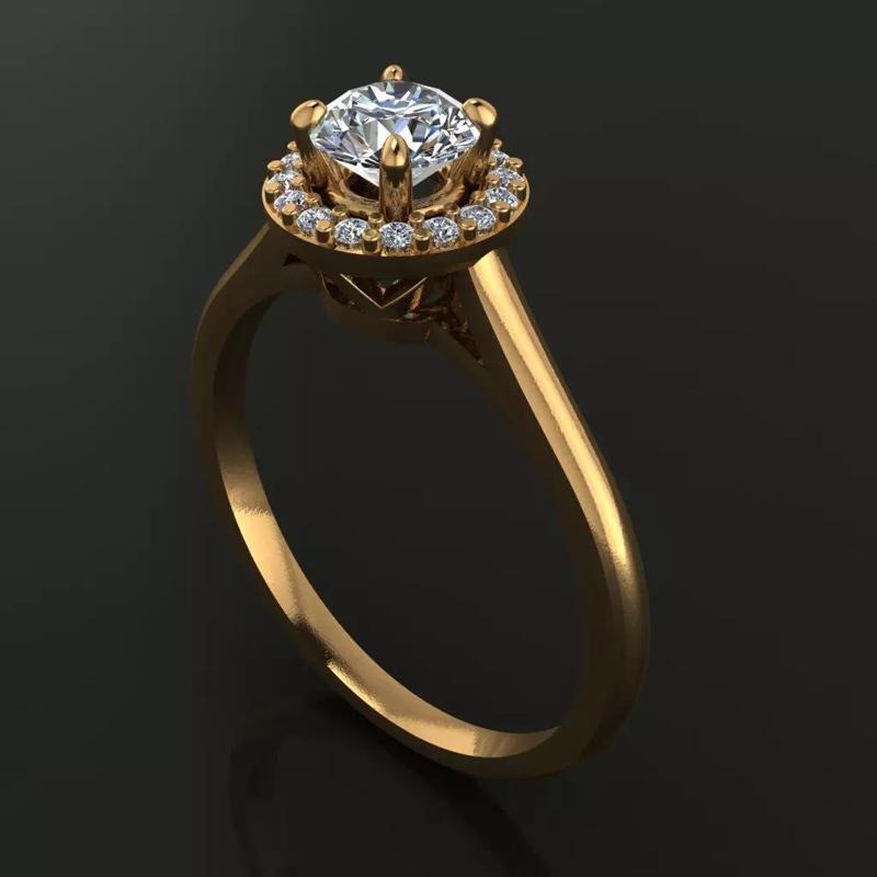 Round Diamond Halo V Pattern Gallery Engagement Ring