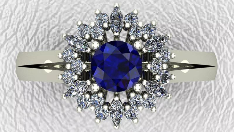 Round Sapphire Engagement ring 3D model 3D print model