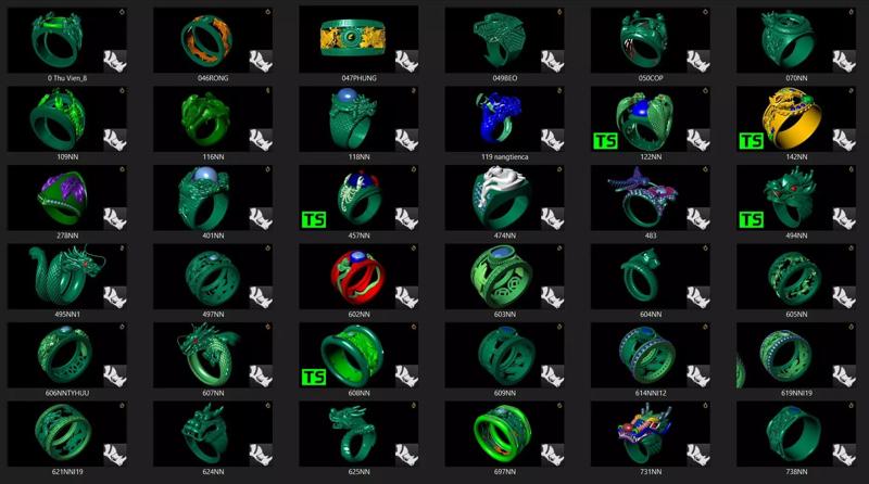 rings and patterns of mascots animals and diamonds