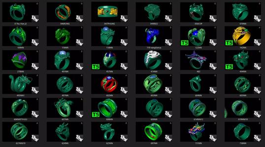 rings and patterns of mascots animals and diamonds