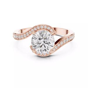 Round Cut Diamond Swirl Bypass Wedding Ring ALL SIZES STL Video