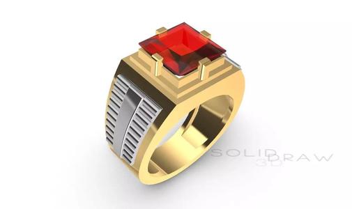 RING 3D MEN SQUARE GEM STONE