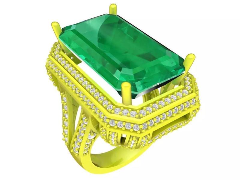 big diamond emeral women ring 4276