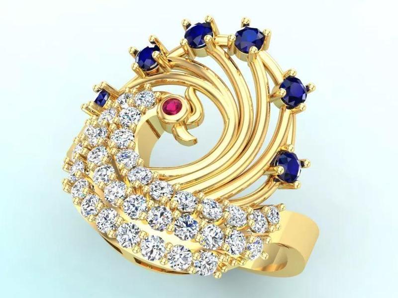 Peacock Ring - Bird ring