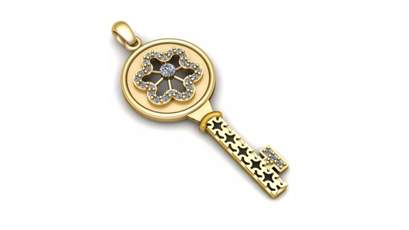 Stylish Diamond Key Pendant 3d Printable Model