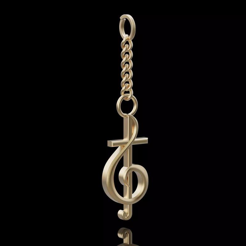 Music notation key holder  gold  printable jewelry 3D model