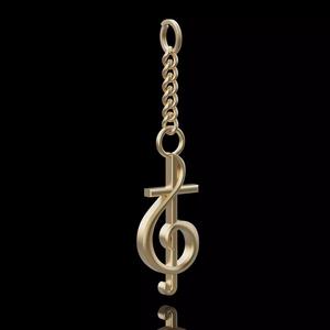 Music notation key holder  gold  printable jewelry 3D model