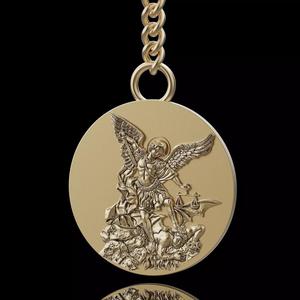 Saint Michele key holder  gold printable jewelry 3D model