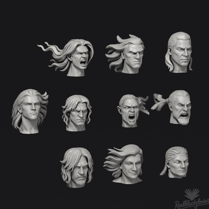 LONG HAIR MALE HEADS