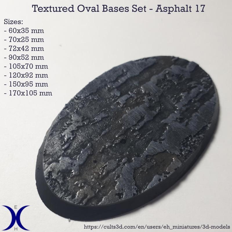 Oval Bases Set – Asphalt 17 Texture (60–170MM) | Perfect For Tabletop Wargames & RPG's