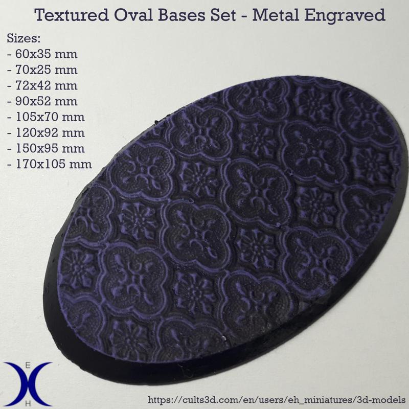 Oval Bases Set – Metal Engraved Texture (60–170MM) | Perfect For Tabletop Wargames & RPG's