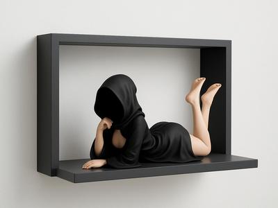Gothic Figure Lying Woman Sexy Nun Erotic