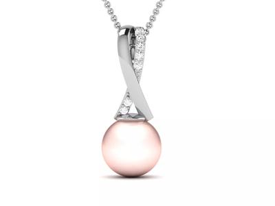Women pearl pendant 3dm render detail