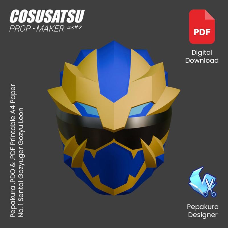 DIY No. 1 Sentai Gozyuger Gozyu Leon Helmet Cosplay EVA Foam Template
