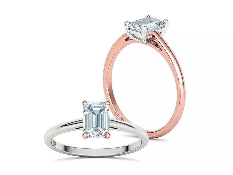 Solitaire Engagement Ring 1ct Emerald Cut Stone 7x5mm
