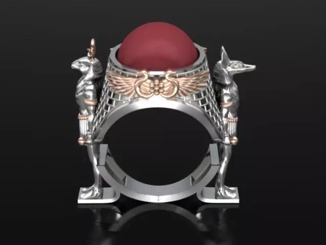 Anubis and Horus Pharaonic ring