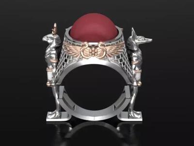 Anubis and Horus Pharaonic ring