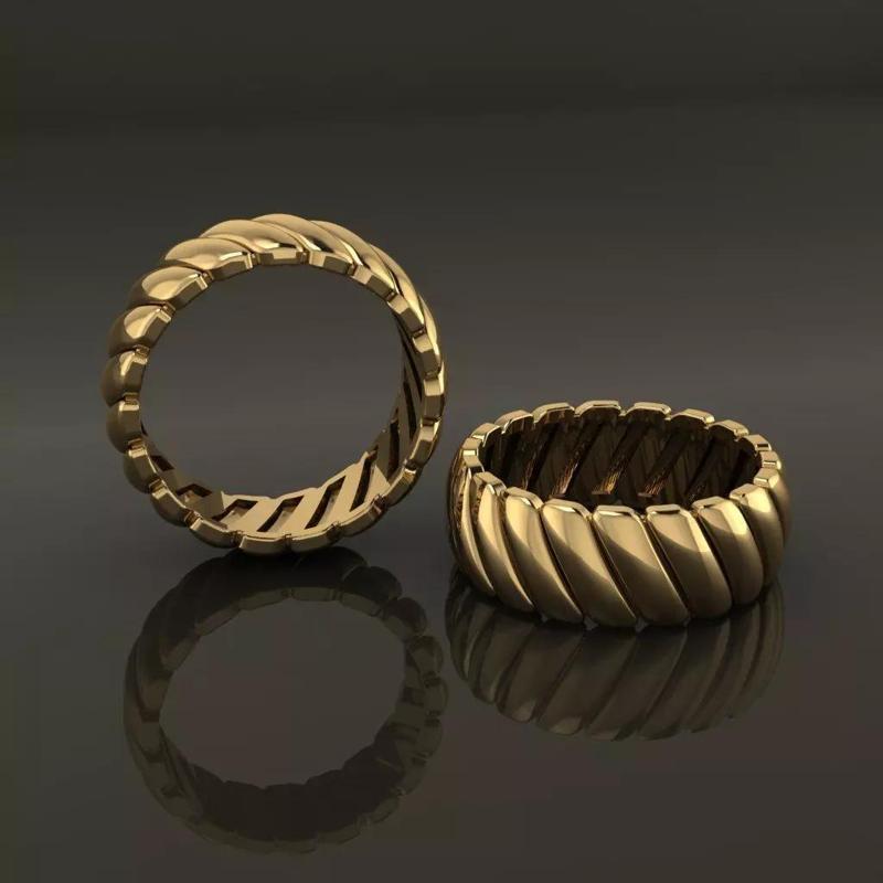 Ribbed Multi Vertical Tilt Line Band Mix Size