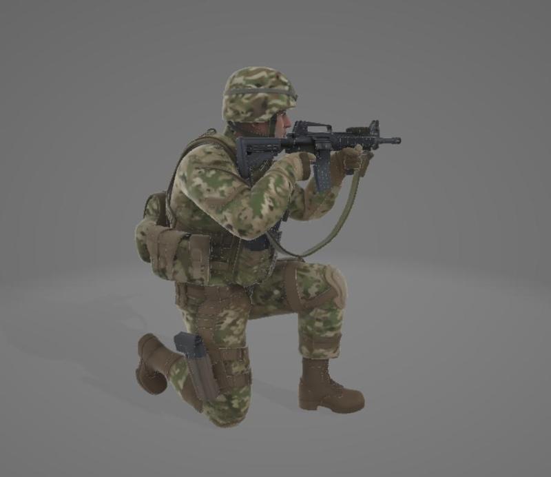 Combat Infantry Soldier in Firing Position