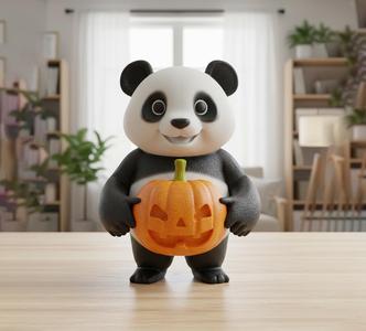 Halloween Pumpkin with Panda – 3D Printable STL