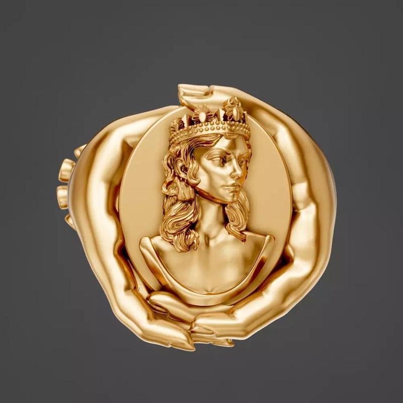 Queen ring printable gold jewelry printable 3D model