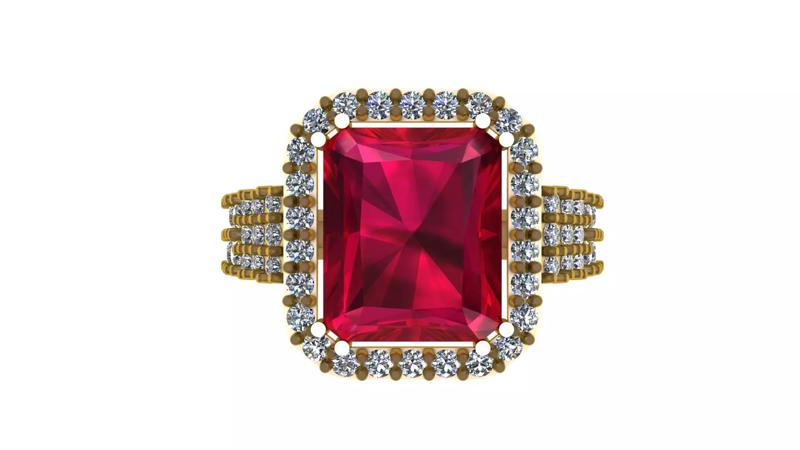 RED RUBY SQUARE SHAPE RING 3D PRINTABLE MODEL