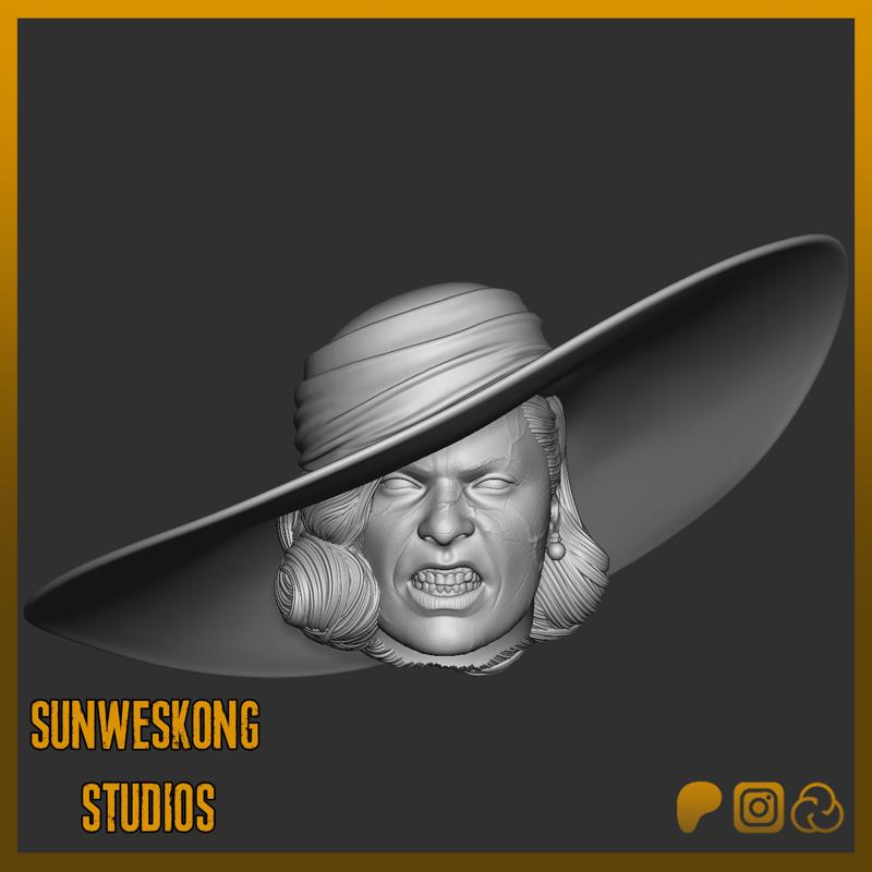 Residual Evil 8 Village Lady Alcina Dimitrescu Damaged Headsculpt