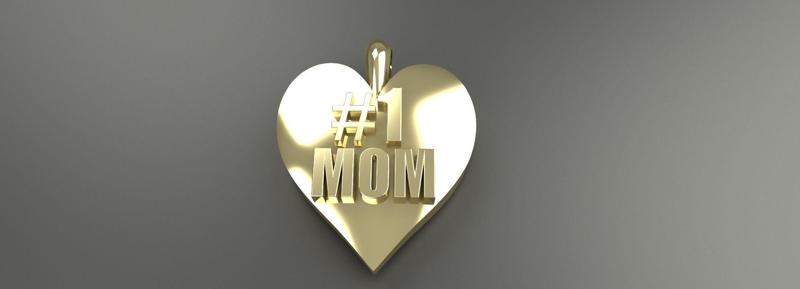 Number 1 Mom Heart Pendant Gold Silver Mothers Jewelry