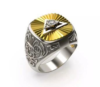 Masonic Gold Platinum Signet Man Ring MR 26