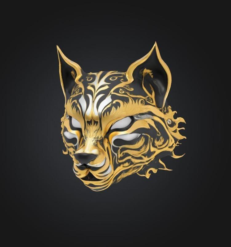 Dark Animal Wolf Face Mask - Prom Wolf Embroidered Mask 3D print model