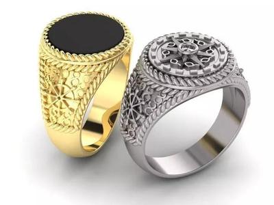 mens ring with sailor symbols and with black onyx Two  options