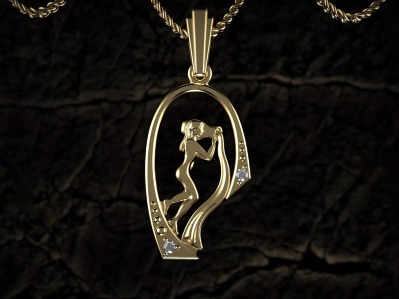 Aquarius Flow Golden Water Bearer Pendant