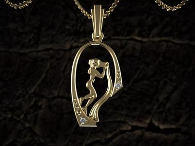 Aquarius Flow Golden Water Bearer Pendant