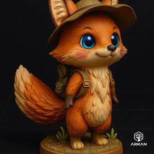 🦊 Two Tails Fox Explorer – 3D Printable Figurine