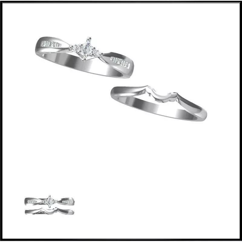 JCD Format Minimalist bridal set rings jewelcad