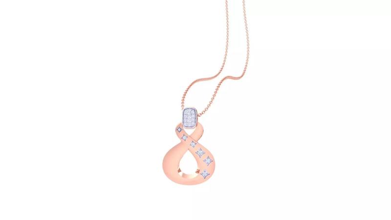 Infinity Light Weight Diamond Necklace renders 3dm stl details