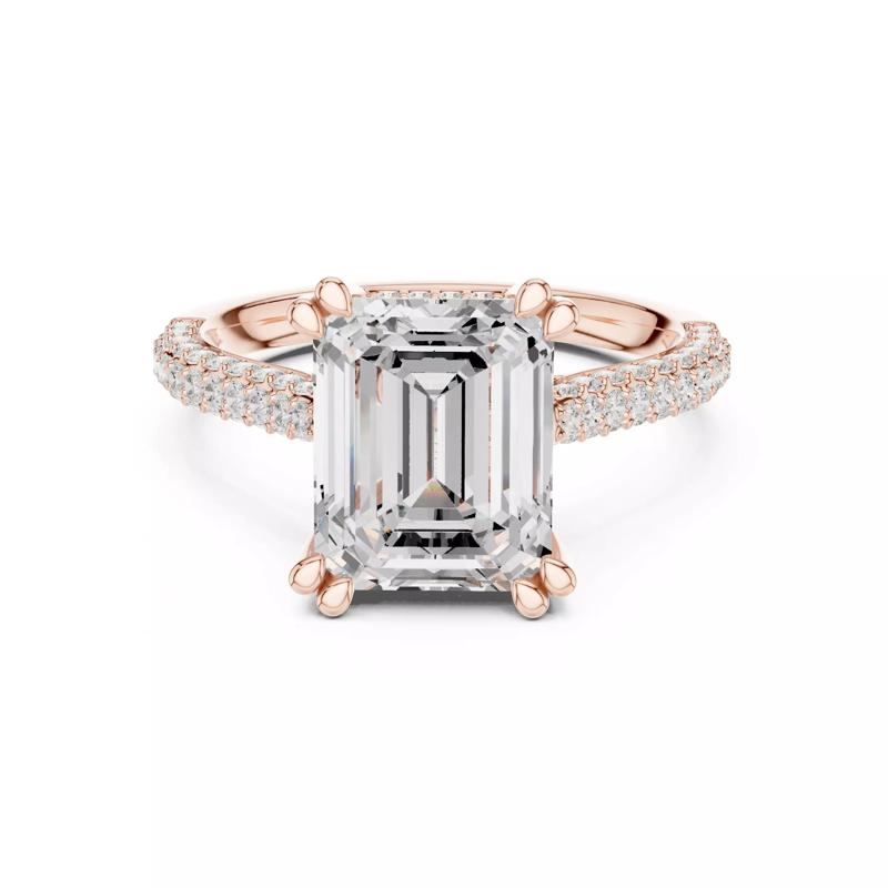 Double Claw Prong Emerald Cut Diamond Engagement Ring File Video