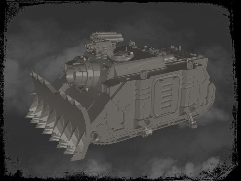 Chaos Vindicator siege tank truescale (rescaled) trims, spikes, chains, customizable