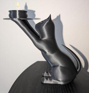 Cat statue tea light candle holder