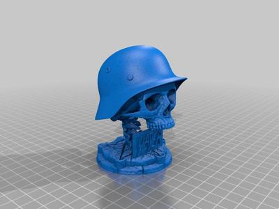 Slayer Slatanic Wehrmacht Skull German Helmet Statue