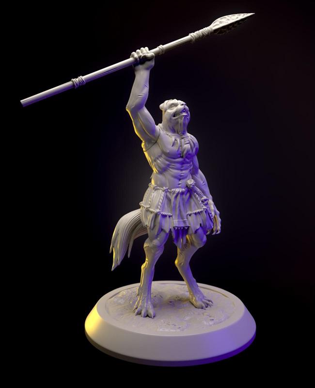 Dog-headed warrior miniature