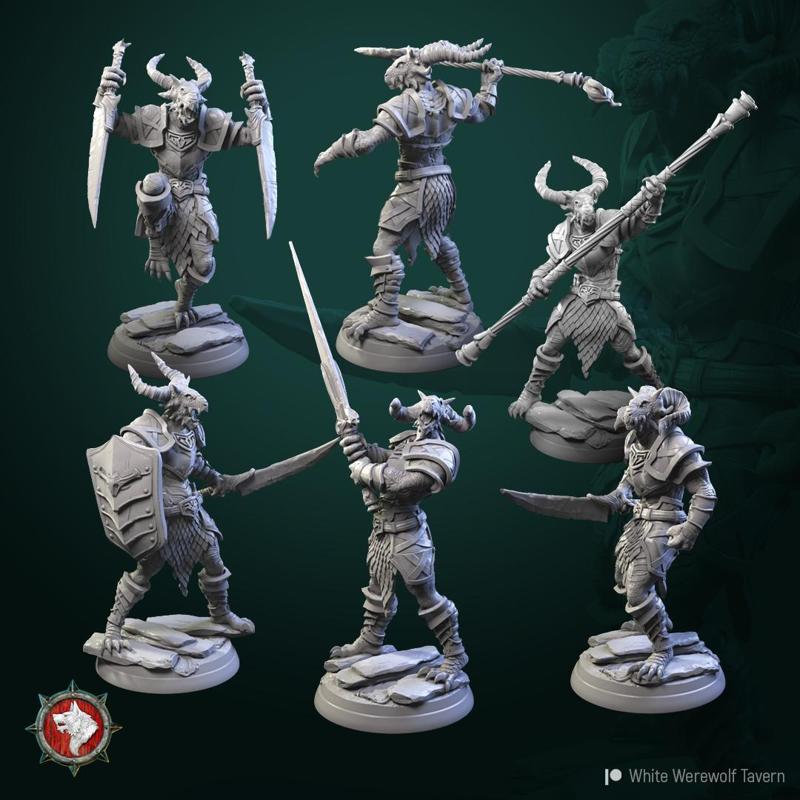 Dragonborn warriors 6 miniatures set 32 mm pre-supported