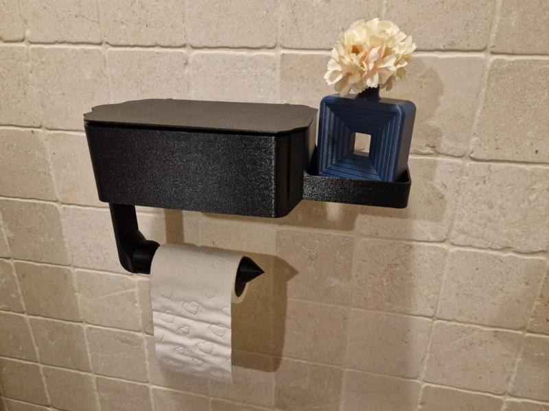 Modern toilet accesoire with tray and paper holder