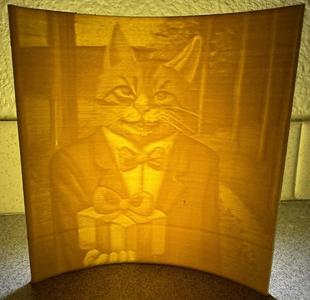 Lithophane of a Gift Giving Cat