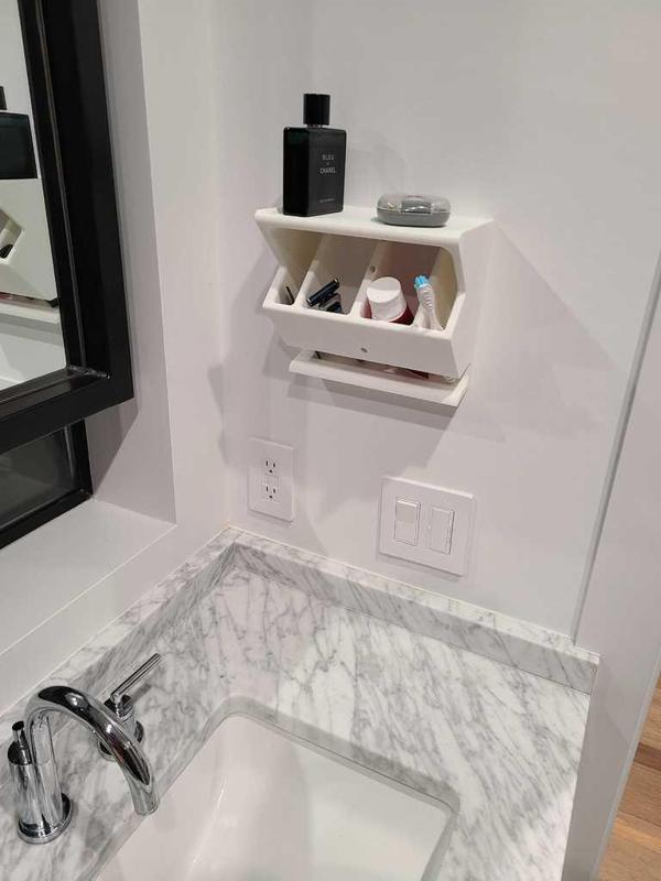 Wall-mount bathroom organizer