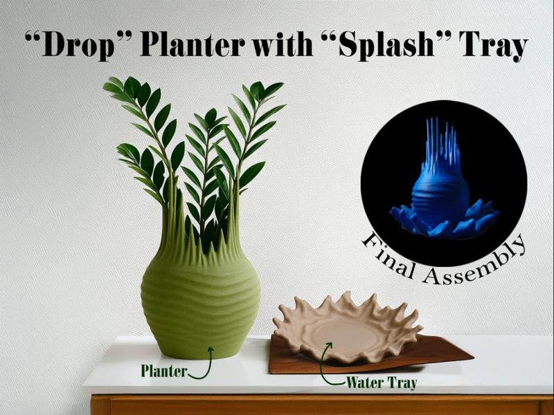 “Droplet” Planter/Vase with “Splash” Tray