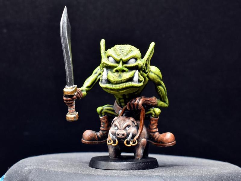 Orc Hogrider miniature (presupported and unsupported)